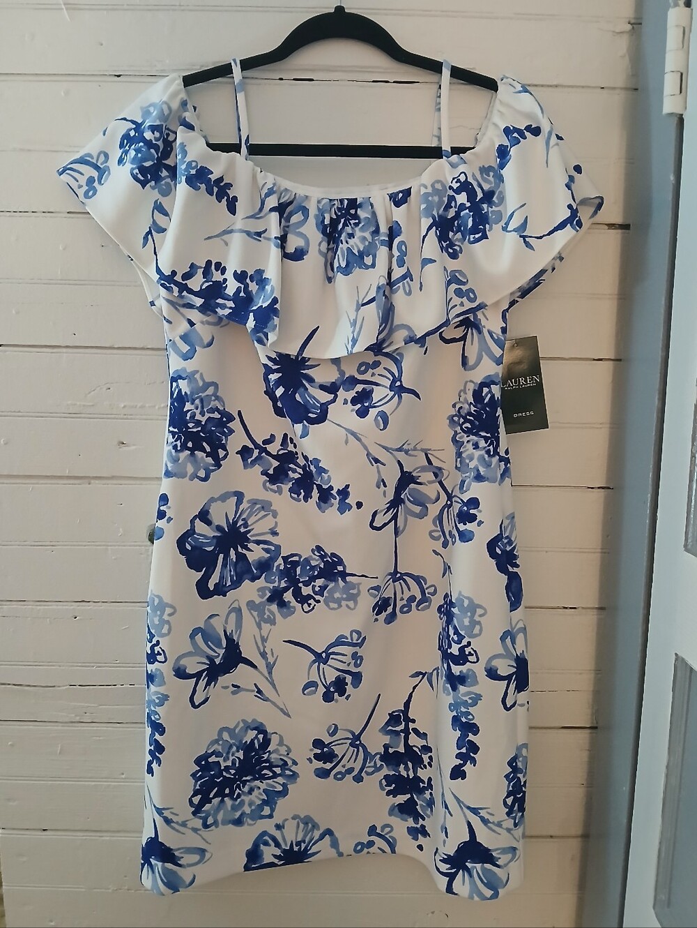 Lauren Ralph Lauren Blue and White Floral Midi Dress